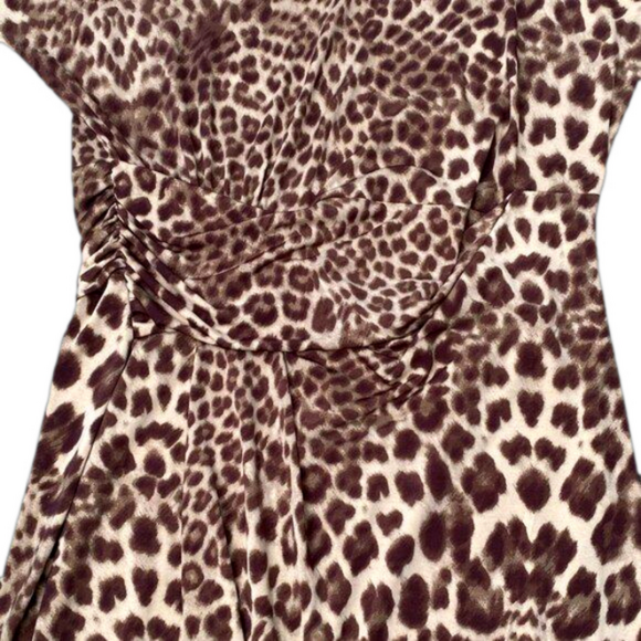 Anne Klein leopard dress1X Plus Size 1/4 sleeve V neck knee length Cocktail Ruch - Picture 3 of 12
